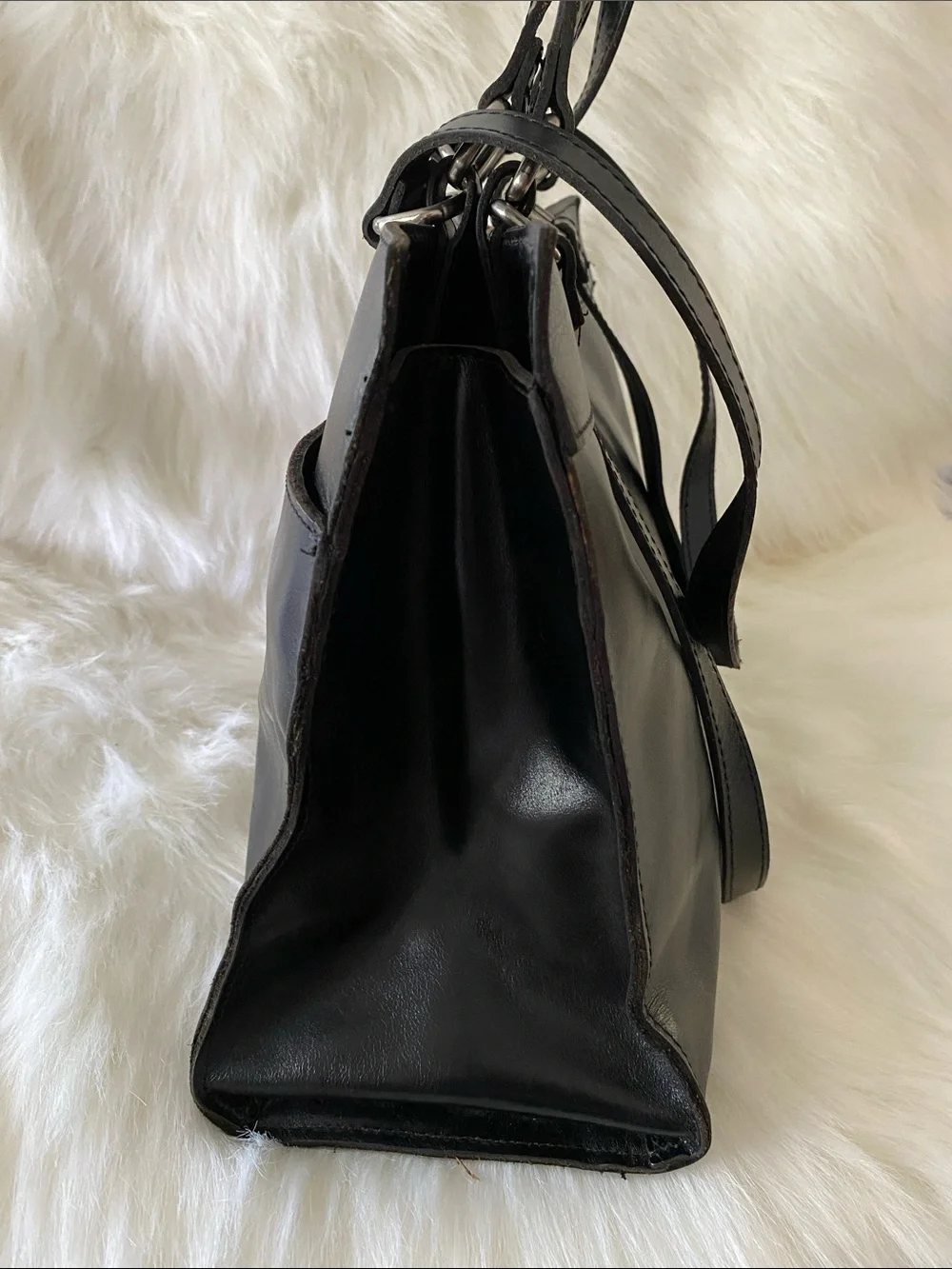 Patricia Nash Lucinda Full-Grain Leather Medium Tote Bag in Polished Black